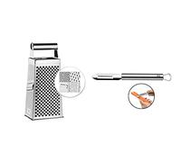 WMF Rallador Cuadrado Gourmet, 10,5 X 8 X 24 Cm, Rallador De Acero Inoxidable + Profi Plus Pelador De Verduras, Acero Inoxidable Pulido, 19 Cm