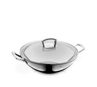 WMF - Set de Wok de 2 Piezas, Tapa de Cristal sin Recubrimiento, 36 cm de diámetro, Reborde Cromargan de Acero Inoxidable, Apto para inducción y para el lavavajillas