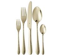 WMF Sitello Gold - Cuberteria 30 Piezas 6 Comensales de Acero Inoxidable Cromargan con Acabado Pulido Amartillado, Apto para Lavavajillas