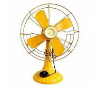 Wmqbjta Ventilador Mesa Vintage Clásico Ventilador Ornamental Estilo Europeo Compacto para Cafetería, Amarillo
