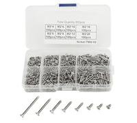 WMYCONGCONG Juego de 800 tornillos M2 Philips de cabeza plana autorroscantes de chapa de acero al carbono niquelado con caja (plata)