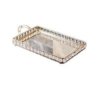 WNDUOKXH Elegante Bandeja con Espejo, Bandeja para Maquillaje, Joyas, Pieza Funcional para organizar cosméticos o Servir Bebidas, perfumes, decoración, tocador de baño, 40x21x7cm
