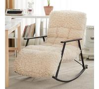 WNRLL Silla Mecedora con Respaldo Ajustables Mecedora de Salón Sillón Balancín Tapizado en Felpa con Bolsillo para Dormitorio,02