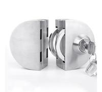 Wodsty Cerradura de puerta de cristal de acero inoxidable con pernos dobles y 3 llaves para puertas batientes o correderas sin marco de 8 a 12 mm, perilla interna y control de llave externa