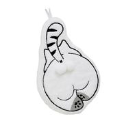 Woedpez Toalla Lista para Ganchos con Cuerpo de Microfibra, White | Bucle integrado y divertidos detalles felinos, toalla de mano de microfibra, colocación de gancho cerca del