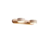 WOEOFK9 Aplique de Tocador de Piedra Natural Estilo Rústico Aplique de Pared Lineal de Madera Travertino Amarillo 2/3/4 Luces Lámparas de Baño Sobre Espejo Luz LED para Cuadros Giratoria 180°
