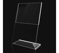 WOFDALY Portacarteles Acrílico Transparente en Forma de L Doble Cara Expositor de Mesa Marco para Menú Porta Tarjetas Tienda Oficina,14.8cm×21cm Vertical