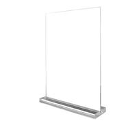 WOFDALY Portacarteles Acrílico Transparente en Forma de T Doble Cara Expositor de Mesa Marco para Menú Porta Tarjetas Tienda Oficina,10cm×15cm Vertical