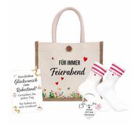 Wogueish Regalo de jubilación para mujer - Divertido juego de regalo para jubilados con bolsa, calcetines, llavero y tarjeta, regalo de despedida de colega, regalo de jubilación