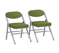 Wohenster Set 2 Silla Plegable Acolchada, Estructura Metálica, Sillas Plegables Acolchadas de Pana Sillas de Comedor de Balcón, Sillas Cocina, Sillas de Salon de Jardín para Invitados y Eventos, Verde