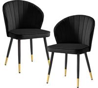 WOHNLING, juego de 2 sillas de comedor, terciopelo , sillas de cocina con patas de metal, diseño de concha, sillas tapizadas de estilo escandinavo con cubierta de tela