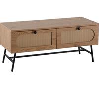 WOHNLING: Mueble bajo de TV de 100x45x40 cm, con diseño de roble y ratán. Mueble alto para TV con cajones. Mesa de TV, mueble de TV, mueble para TV con cajones