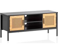 WOHNLING Mueble bajo de TV /roble con trenzado vienés, 110x48x40 cm. Cómoda para TV, diseño atemporal. Mueble alto para TV. Mesa de televisión. Mueble de televisión con puertas