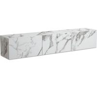 WOHNLING Mueble bajo de TV suspendido, diseño de mármol, blanco, 160x30x30 cm. Mueble para televisión, mesa de televisión con puertas abatibles. Mueble de TV moderno, mueble de TV de pared, mueble de