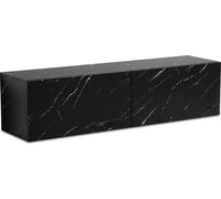 WOHNLING Mueble de TV suspendido, diseño de mármol, color negro, 120x30x30 cm. Mueble para televisión con puertas abatibles, diseño moderno. Mueble de TV de pared, mueble para televisión