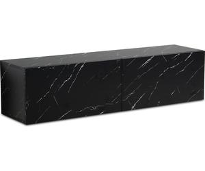 WOHNLING Mueble de TV suspendido, diseño de mármol, color negro, 120x30x30 cm. Mueble para televisión con puertas abatibles, diseño moderno. Mueble de TV de pared, mueble para televisión