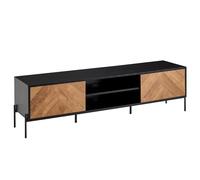 WOHNLING Mueble TV con Patas Negro/Décor Roble 163x45x40 cm Madera y Metal | Mesa TV con 2 Puertas | Lowboard Sala de Estar