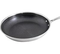 Wok de 32 cm de Cheffinger, con revestimiento antiadherente tipo panal y mango largo, color plateado
