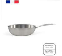 Wok de acero inoxidable, diámetro 28 cm, apto para todo tipo de cocinas, incluyendo inducción y horno, modelo LIVOO MEP162, fabricado en Francia