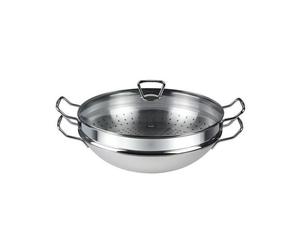 Wok NANJING, 35 cm, con inserto para vapor y tapa, Fissler