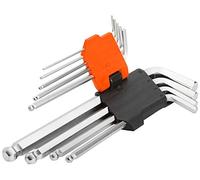 WOKIN Juego de 9 llaves Allen de punta de bola hexagonal de un lado, 1,5, 2, 2,5, 3, 4, 5, 6, 8, 10 mm, acero CRV 207509, naranja/plateado