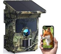 WOLFANG Cámara de Caza, 4K 68MP Solar Wi-Fi Bluetooth Cámara Caza con Visión Nocturna, Envío al Móvil App, Detección 120°, Disparo de 0.1 s, Batería de 5200 mAh, IP66, para Monitoreo de Vida