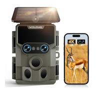 WOLFANG Cámara de Caza, Lente Dual Solar Cámara Fototrampeo 64MP 4K HD con Batería Interna de 5000mAh Ángulo de Detección de 120° Visión Nocturna Estrellada IP66 Impermeable