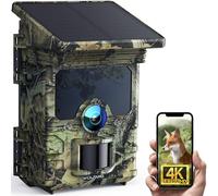 WOLFANG Cámara de Caza Solar 4K 30fps 68MP, WiFi Bluetooth Camara Fototrampeo con Visión Nocturna, Disparo de 0.1 s, Batería de 5200 mAh, IP66 Impermeable, Camara Caza para Monitoreo de Vida Silvestre