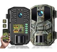 WOLFANG Cámara de Caza WiFi 4K 64MP, Camara Fototrampeo con 0.1s Velocidad de Disparo, Visión Nocturna, Diseño de Temporizadorn, IP66 para Vida Silvestre y Monitoreo de Seguridad