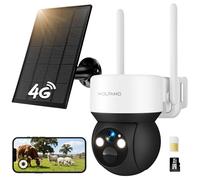 WOLFANG Cámara Vigilancia Exterior Solar 4G con Tarjeta SIM, Cámara De Vigilancia Exterior, 2K HD, Visión Nocturna con Foco, Audio Bidireccional, Movimiento PIR, Grabación Local, Tarjeta microSD 32 GB