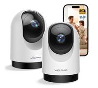 WOLFANG WS03 Cámara de Vigilancia WiFi Interior 2K 3MP(2Pcs), PTZ 360°, Seguimiento Automático IA, Audio Bidireccional, Visión Nocturna, Cámara para Bebés Mascotas Familia, Conexión 2,4GHz