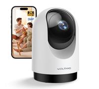 WOLFANG Cámara Vigilancia WiFi Interior 2K con Detección de Movimiento, Camara Vigilancia Bebe/Perros 360° PTZ con Seguimiento, Audio Bidireccional, Visión Nocturna Clara, Compatible Alexa, 2,4GHz