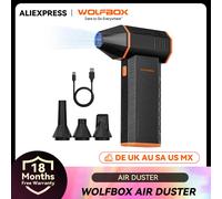WOLFBOX MF50 Potente Soplador de Aire Inalámbrico, Ventilador de Aire de 110000 RPM, 3 Velocidades Ajustables, Ventilador Portátil para Auto/Hogar/Exterior MF50