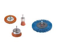 Wolfcraft 2741000 Juego Nylon Con Vástago Redondo Diametro 6 Mm, Compuesta Disco Diametro 75 Mm + 2727000 Cepillo De Disco De Nylon, Vástago 6.35 Mm, Diámetro De 100 Mm, Suave, Color Azul