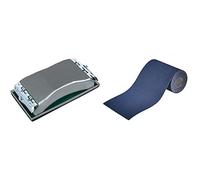 Wolfcraft 2891000 2891000-1 Bloque De Lijar Manual, Plata + 3171000 - Rollo Papel Abrasivo, Grano 60, 5 M X 93