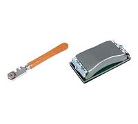 Wolfcraft 4109000 (L) cortador Standard, con mango de madera y 6 ruedas de corte de recambio en CT para cortar + 2891000 2891000-1 Bloque de lijar Manual, plata