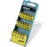 wolfcraft Caja de puntas ranura/estrella (PH/PZ) / TORX® (T), 16 piezas I 2400000 I 15 puntas de diferentes tamaños, incl. portapuntas