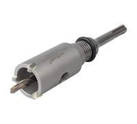 wolfcraft Corona de perforación con broca de carburo y adaptador SDS-Plus I 5458000 I Para instalaciones sanitarias y eléctricas en hormigón, paredes de ladrillo y piedra; profundidad de corte: 46 mm