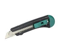 wolfcraft Cúter de cuchillas separables estándar de 18 mm I 4146000 I Cúter de plástico con guía metálica I corte seguro y controlado de cartón, papel y film