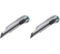wolfcraft Cúter de cuchillas separables metálico de 18 mm con cuchilla negra pulgadasProfi-Sharppulgadas, 4306000, Para cortar con precisión materiales sólidos (Paquete de 2)