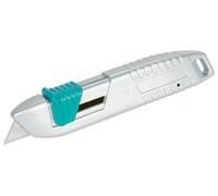 wolfcraft Cúter de seguridad de metal con cuchilla trapezoidal I 4134000 I Cúter con cuchilla trapezoidal con función de seguridad