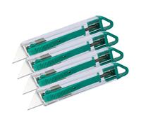 wolfcraft Cúter de seguridad de plástico con cuchilla trapezoidal I 4135000 I Para un corte seguro de cartón (Paquete de 4)