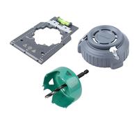 Wolfcraft Juego instalación cajas enchufe placa yeso 5897000 – 3 pz: corona, avellanador y plantilla