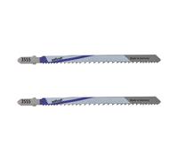 Wolfcraft - Juego de 2 Hojas de Sierra de Calar Bimetal, 130 mm (Long. Trabajo 110 mm), Vástago en T, para Metal, Madera y Plástico, Corte Bastos