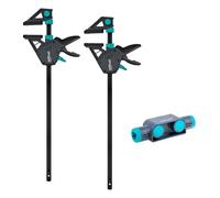wolfcraft Juego de 2 sargentos monomanuales XL Pro Max 450 mm y conector I 8663060 I potentes sargentos para las más altas exigencias profesionales, incluido conector I 250 kg de fuerza
