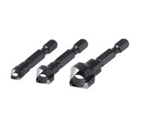 wolfcraft Juego de avellanador, Ø 8-16 mm, vástago hexagonal, 3 piezas I 4375000 I Para desbarbar y avellanar agujeros taladrados en madera, metal no férreo y plástico
