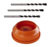 wolfcraft Juego de brocas para hormigón "Professional" con filo de carburo de tungsteno, 4 piezas I 8640000 I Para taladrar hormigón, así como piedra natural y artificial, sin generar polvo