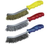 wolfcraft Juego de cepillos metálicos de mano de 3 piezas I 2138000 I Práctico juego para eliminar el óxido y limpiar