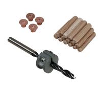 Wolfcraft Juego de espigas 2918000 – 25 piezas, 10 mm, 4 marcadores, broca y topes