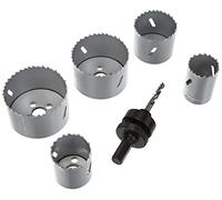 wolfcraft Juego de hojas de sierra de corona bimetal para instalaciones eléctricas y sanitarias, Ø 35-68 mm, 6 piezas I 3764000 I Para madera, plásticos, metales y materiales de obra en seco, Ø 35-68 mm, profundidad de corte de 40 mm